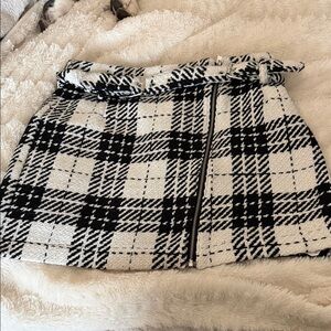 Zara Black and White Checkered Mini Skirt